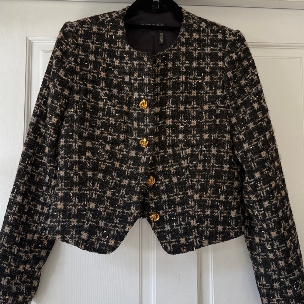 Donna Karan Multicolor Tweed Jacket Sz 6